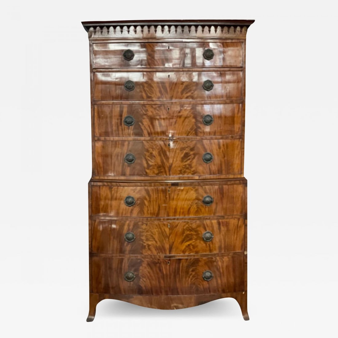 Late George III Mahogany Bowfront Chest on Chest (1 of 11)