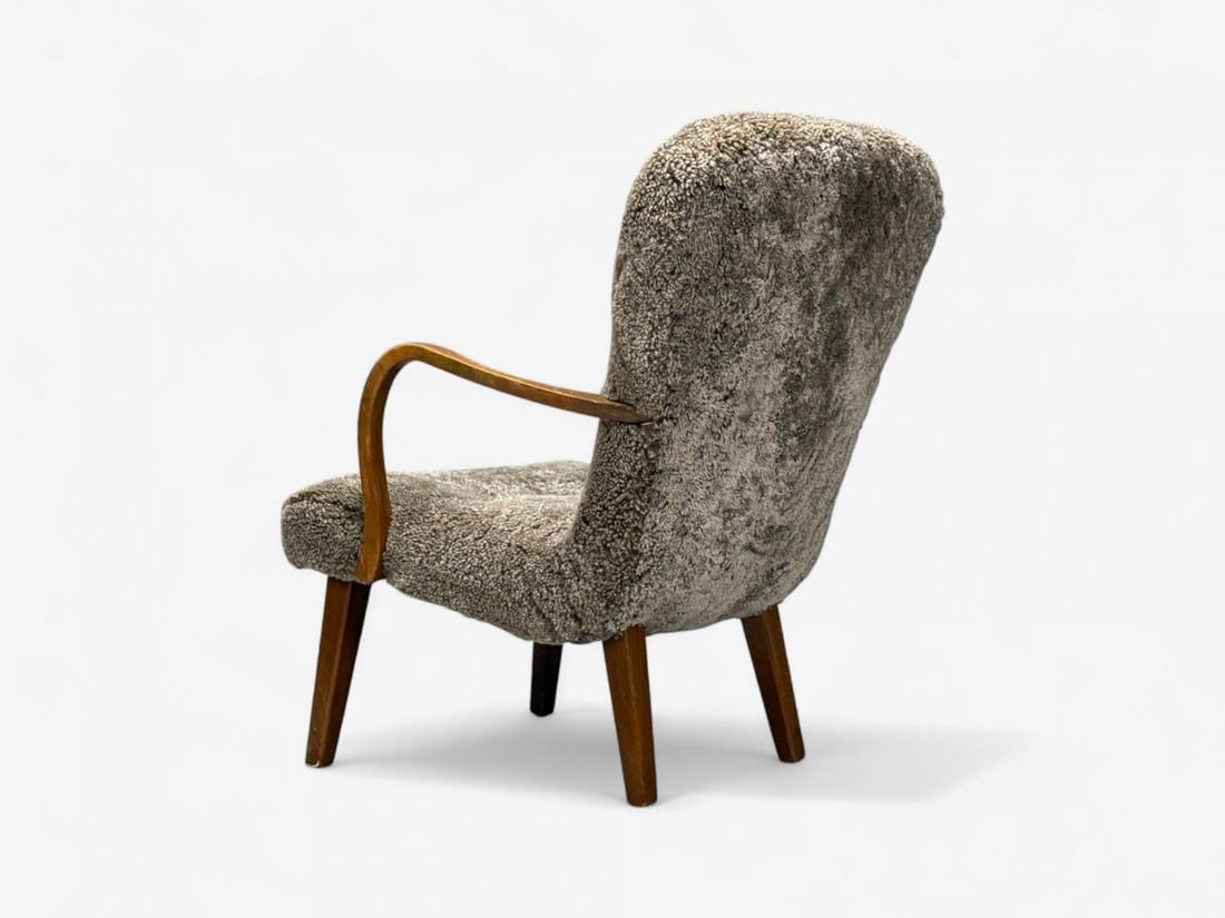Philip Arctander Style, Shearling, Beech, Lounge Chair, Denmark, 1960s - 11