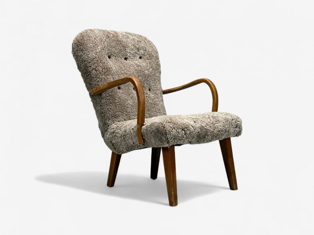 Philip Arctander Style, Shearling, Beech, Lounge Chair, Denmark, 1960s - 3