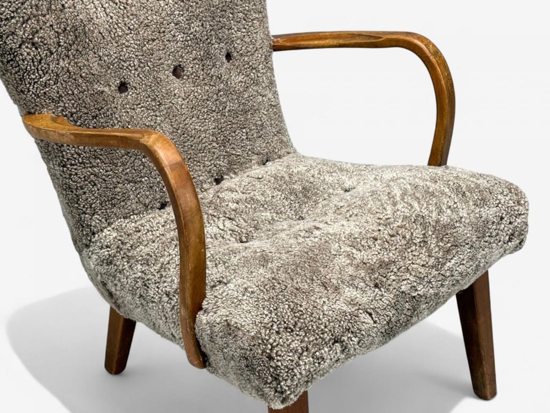 Philip Arctander Style, Shearling, Beech, Lounge Chair, Denmark, 1960s - 5