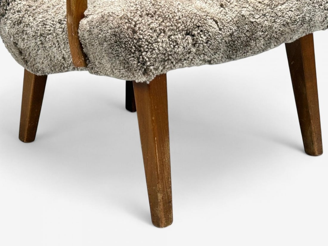 Philip Arctander Style, Shearling, Beech, Lounge Chair, Denmark, 1960s - 7