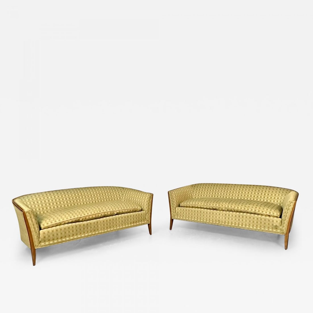Pair Curved Mid-Century Modern Sofas / Settees, Loveseats John Stuart for Irwin (1 of 11)