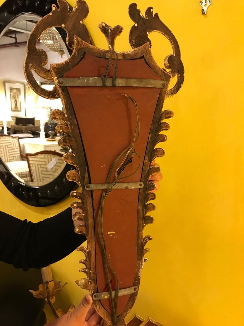 Pair of French, 19th Century Giltwood Mirrored Back Wall Sconces - 11