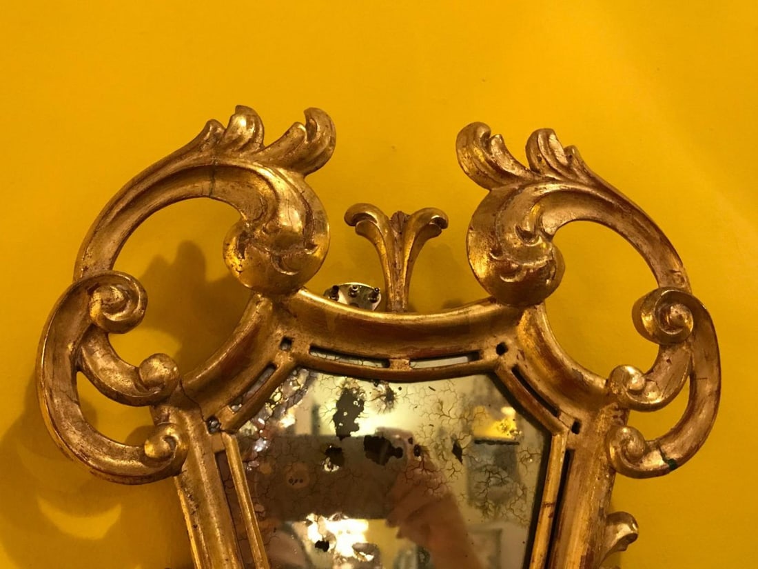 Pair of French, 19th Century Giltwood Mirrored Back Wall Sconces - 6