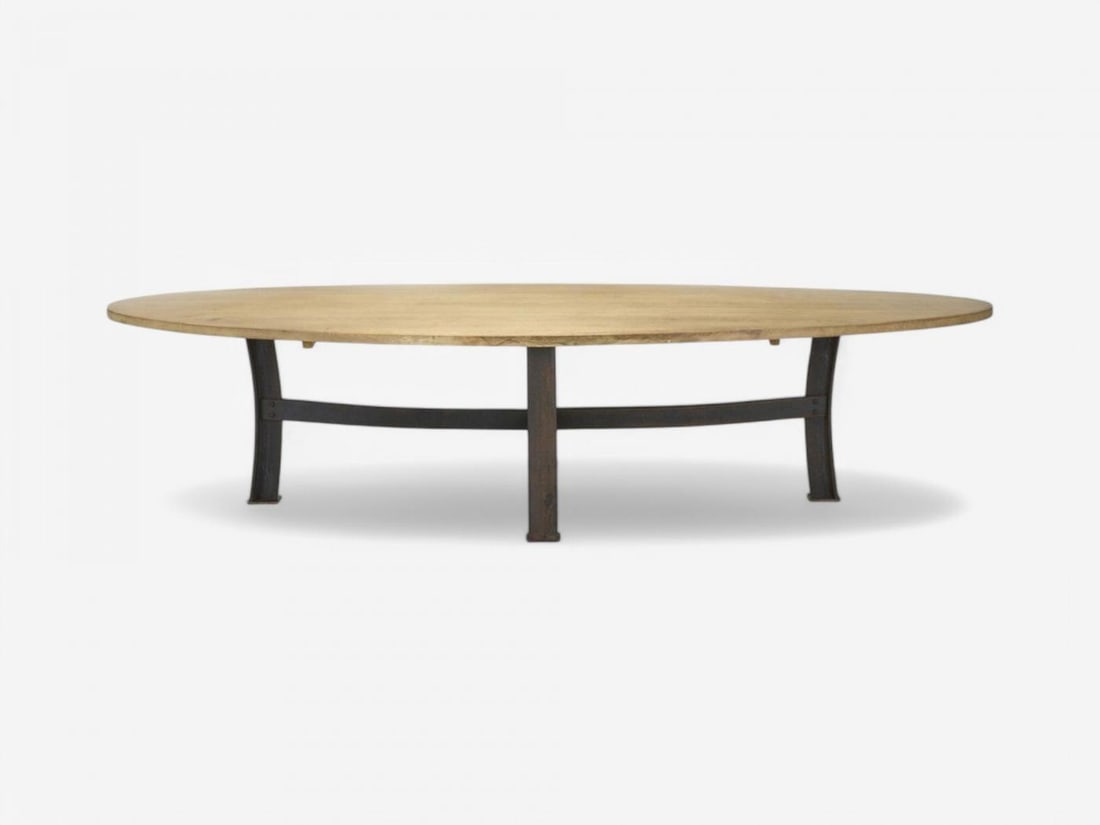 Industrial Mid Century Modern, Oak, Steel, Monumental Dining Table, USA, 1970s - 4