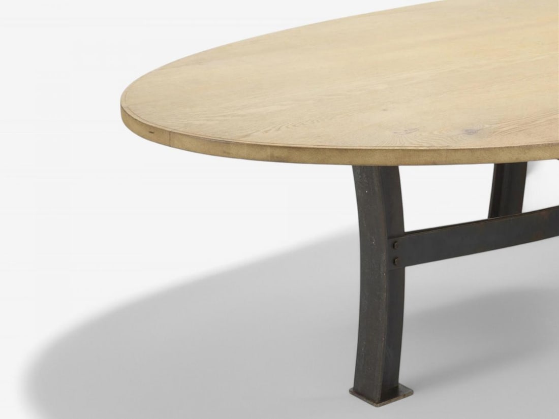 Industrial Mid Century Modern, Oak, Steel, Monumental Dining Table, USA, 1970s - 6