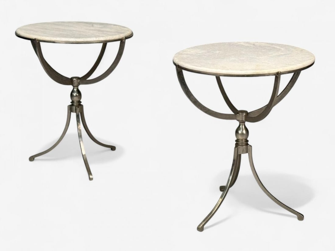 Neoclassical Style, Steel, Marble, End Tables, USA, 20th c. - 5