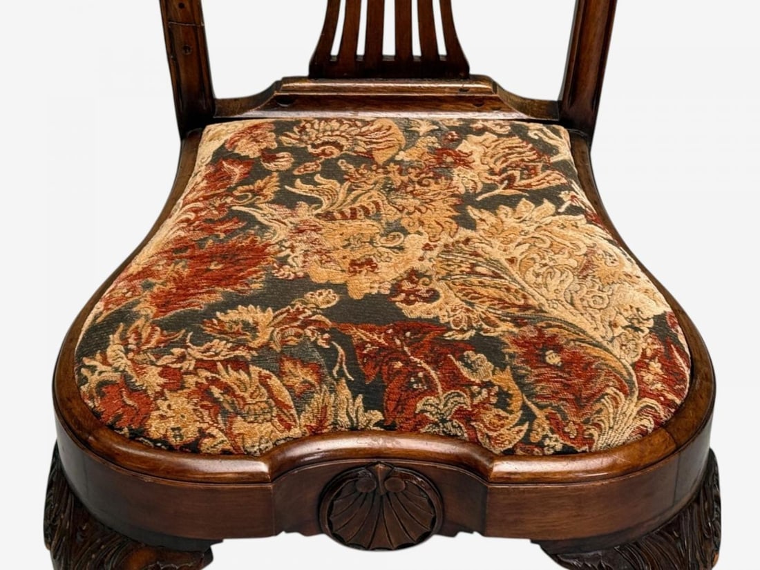 Georgian, Mahogany, Fabric, Six Chippendale Dining Chairs, England, 1960s - 10