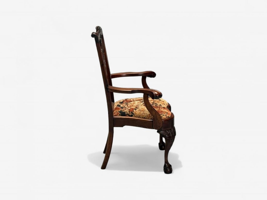 Georgian, Mahogany, Fabric, Six Chippendale Dining Chairs, England, 1960s - 7