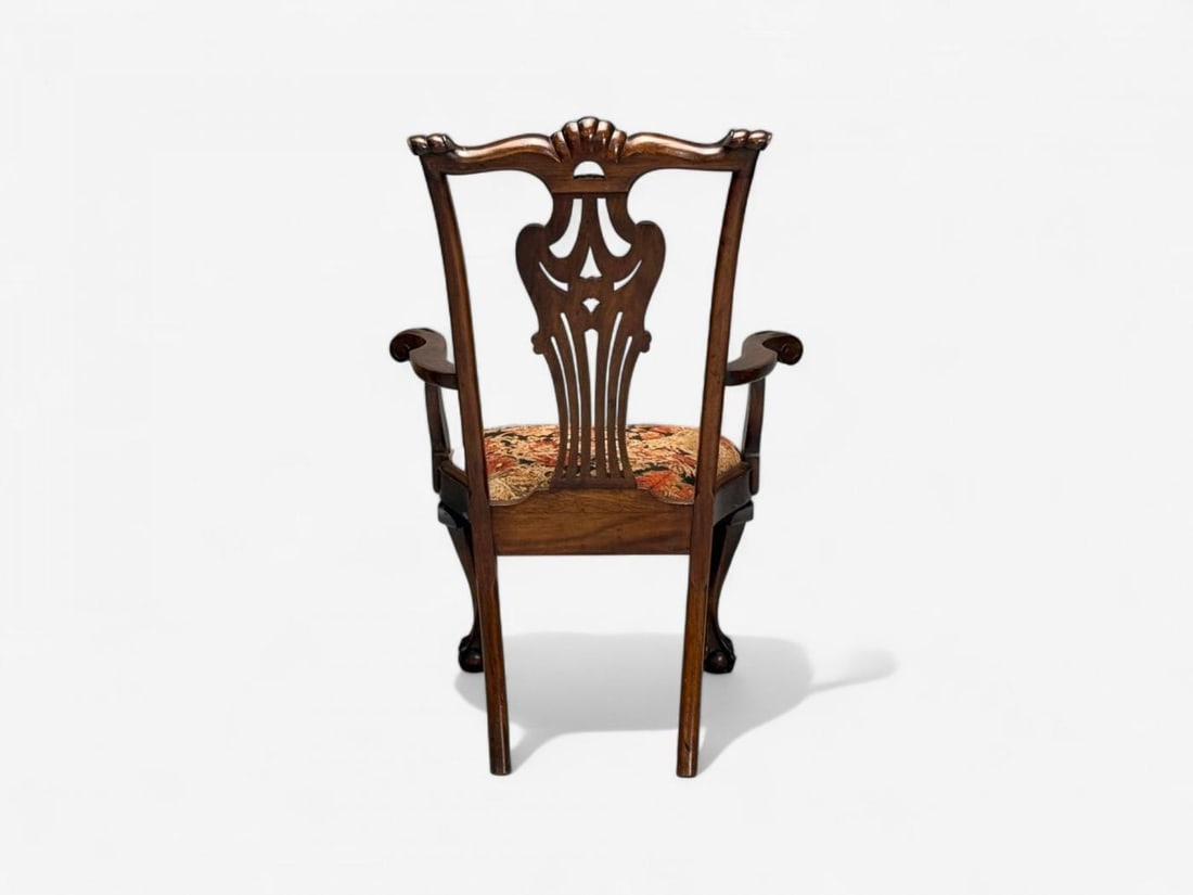 Georgian, Mahogany, Fabric, Six Chippendale Dining Chairs, England, 1960s - 8