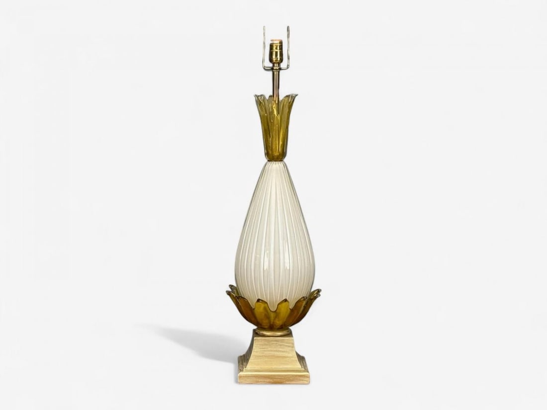 Italian Modern, Murano Glass, Wood, Large Table Lamps, Italy, 1940s - 6