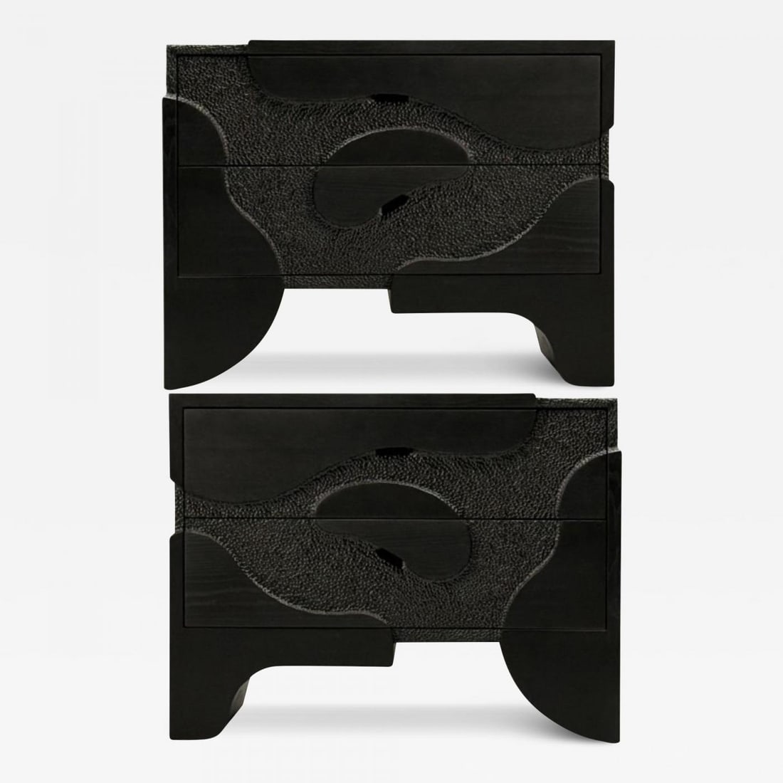 Contemporary, Organic Modern, Sculptural Nightstands, Black Ashwood, 21st C. - 2