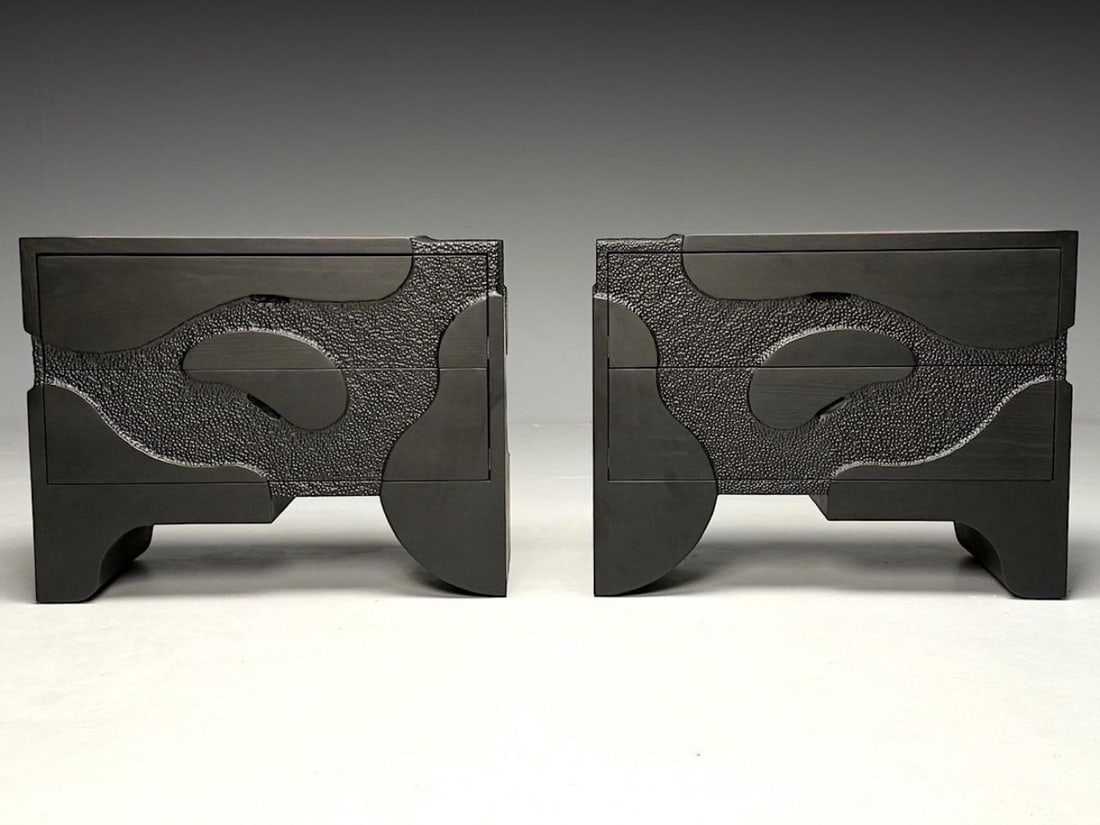 Contemporary, Organic Modern, Sculptural Nightstands, Black Ashwood, 21st C. - 3
