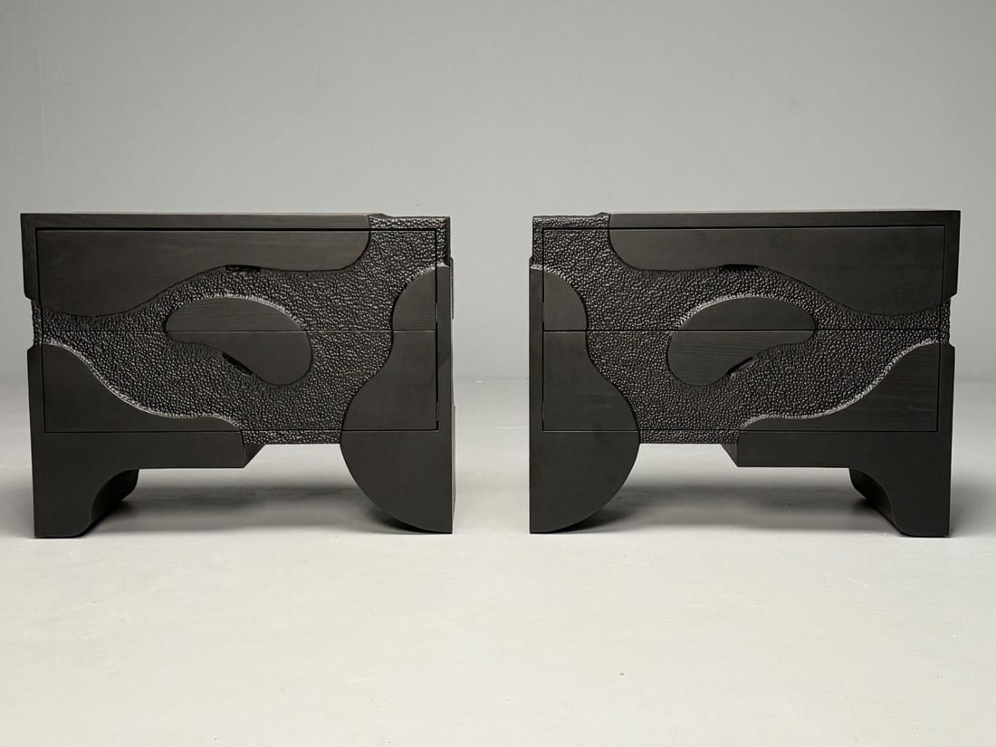 Contemporary, Organic Modern, Sculptural Nightstands, Black Ashwood, 21st C. - 6