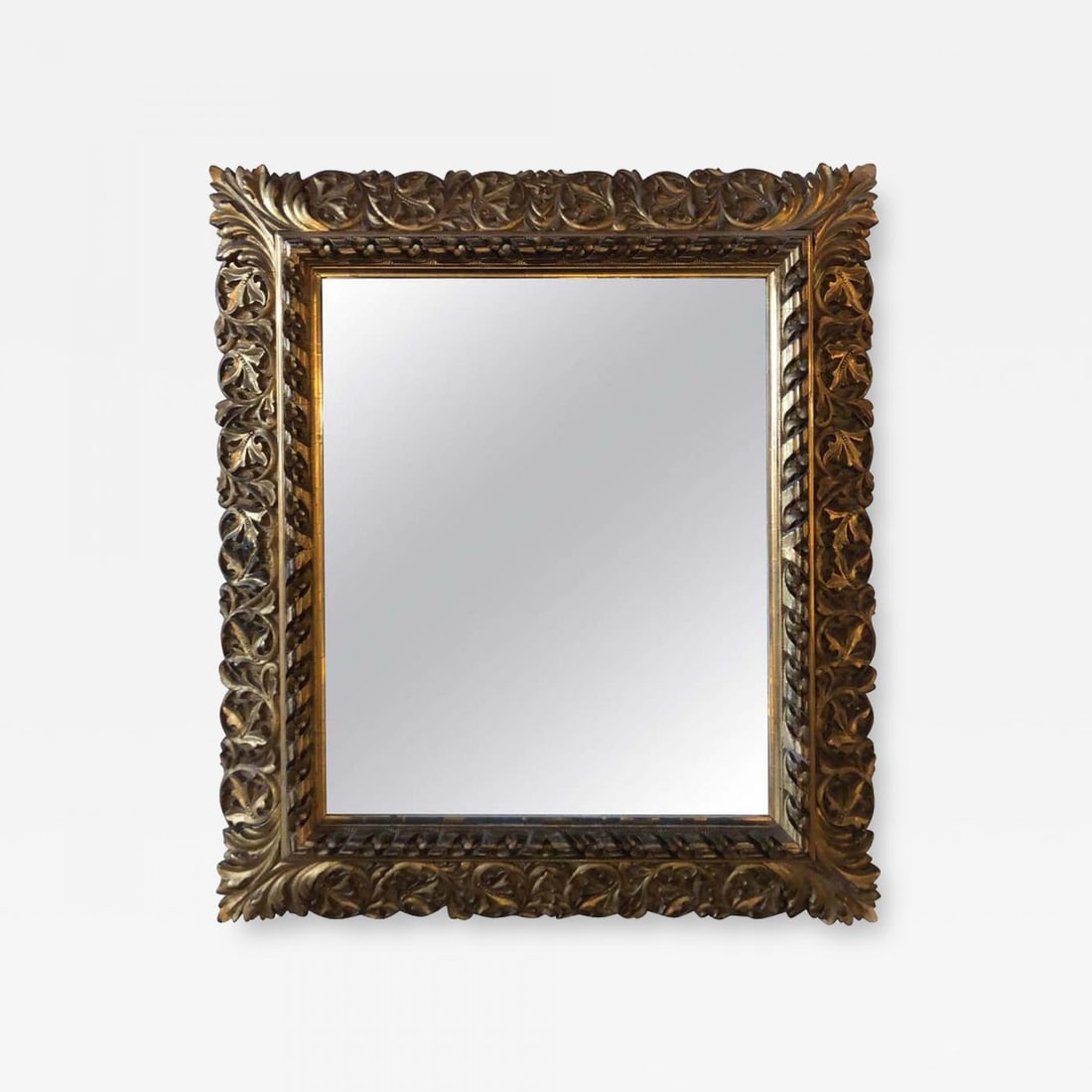 Antique 19th Century Fine Giltwood Mirror with Leaf Vine and Floral Carvings (1 of 11)