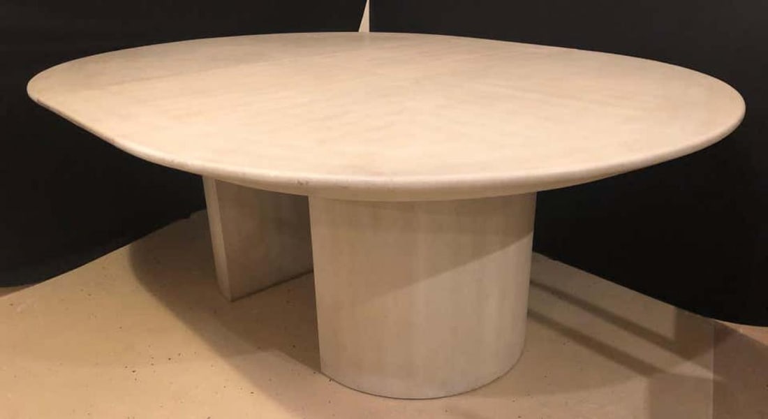 Mid-Century Modern Karl Springer Circular Dining Table with 3 Leaves - 11