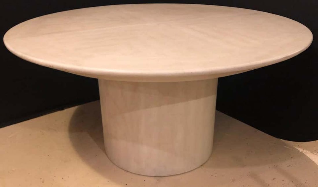 Mid-Century Modern Karl Springer Circular Dining Table with 3 Leaves - 3