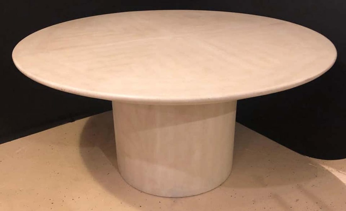Mid-Century Modern Karl Springer Circular Dining Table with 3 Leaves - 4
