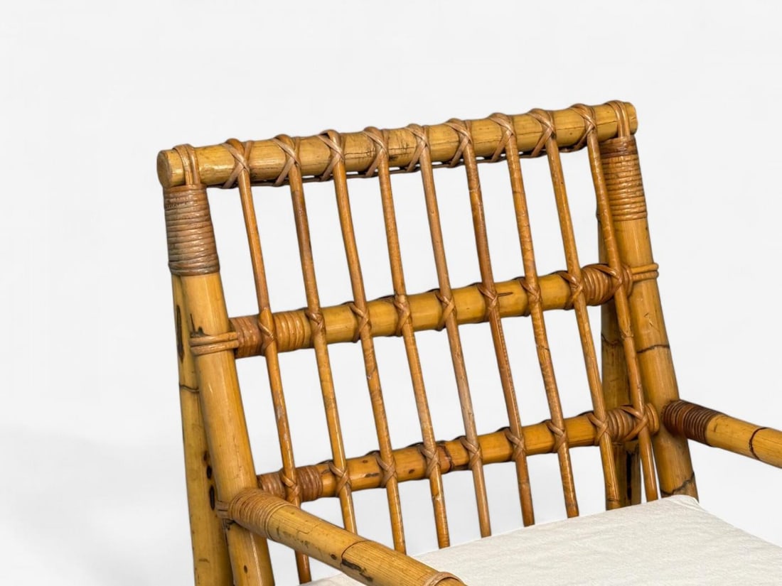 Vivai del Sud attr., Indian Cane, Wicker, Brass, Lounge Chairs, Italy, 1970s - 9