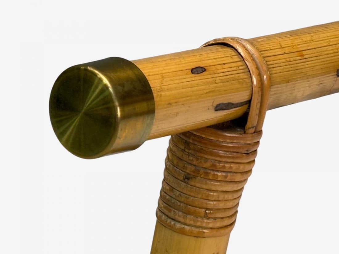 Vivai del Sud attr., Indian Cane, Wicker, Brass, Lounge Chairs, Italy, 1970s - 7