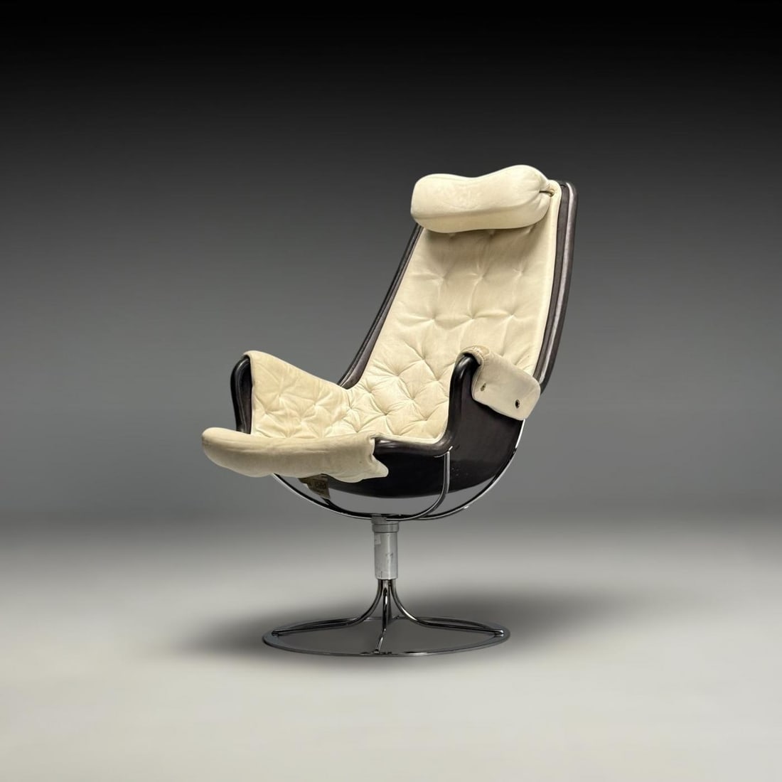 Bruno Mathsson, Dux, Mid-Century Modern, Jetson Swivel Chair, White Leather - 4