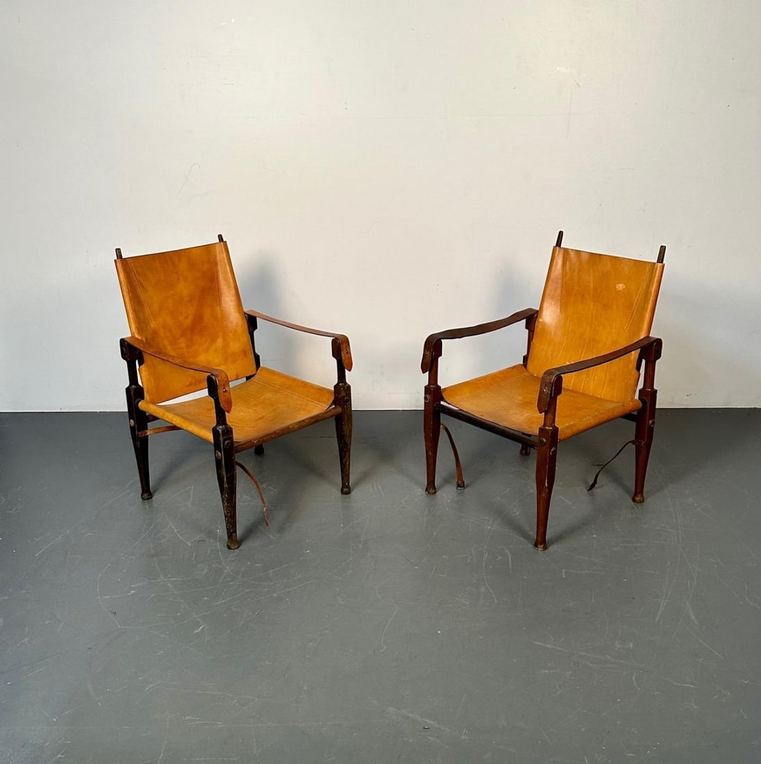 Pair of Kaare Klint Danish Mid-Century Modern Safari Lounge Chairs, Rasmussen - 6