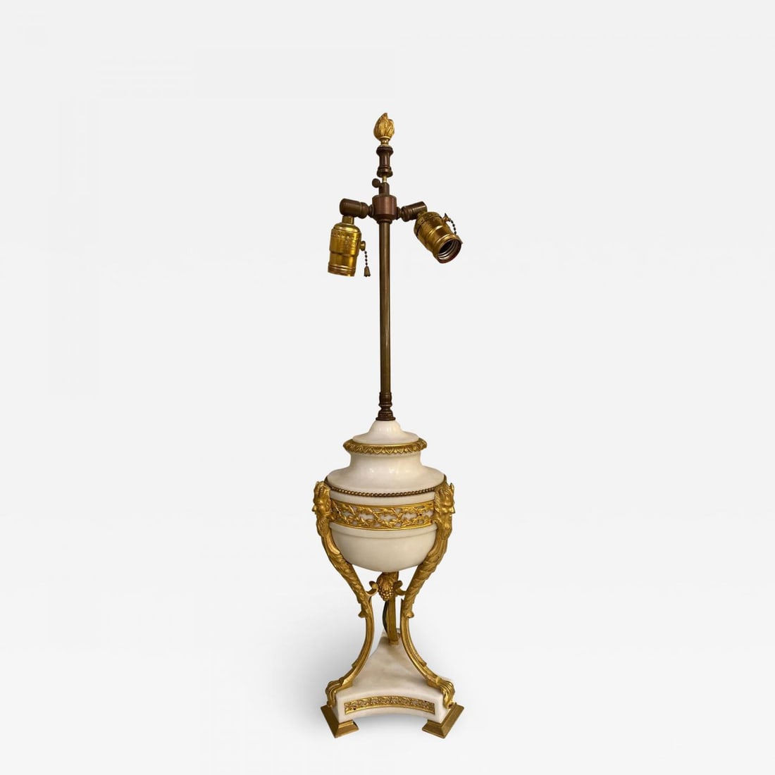 19th Century Marble and Bronze Table Lamp with Custom Shade, French (1 of 11)