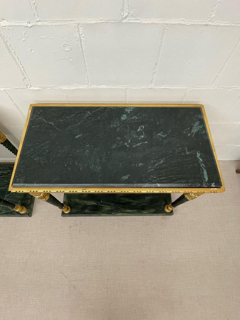 Pair of Swedish Neoclassical Maison Jansen Style Marble Top Consoles - 7