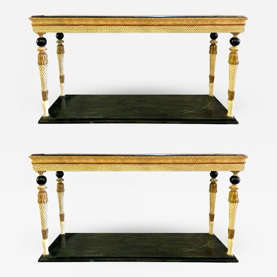 Pair of Neoclassical Style Marble-Top Consoles Attributed to Maison Jansen - 2