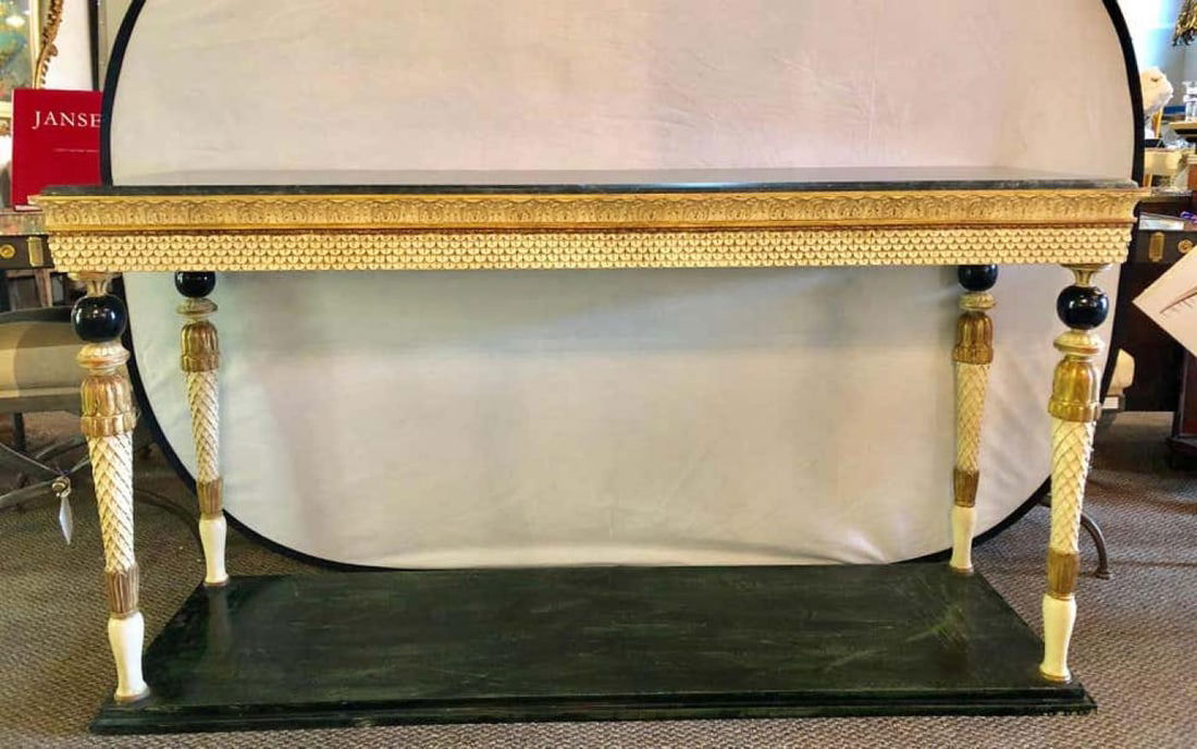 Pair of Neoclassical Style Marble-Top Consoles Attributed to Maison Jansen - 3