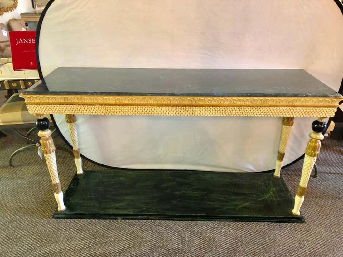 Pair of Neoclassical Style Marble-Top Consoles Attributed to Maison Jansen - 4