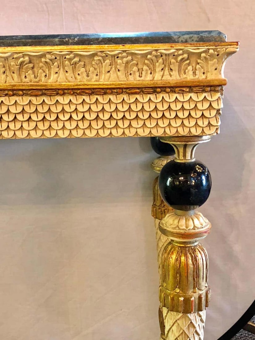 Pair of Neoclassical Style Marble-Top Consoles Attributed to Maison Jansen - 6