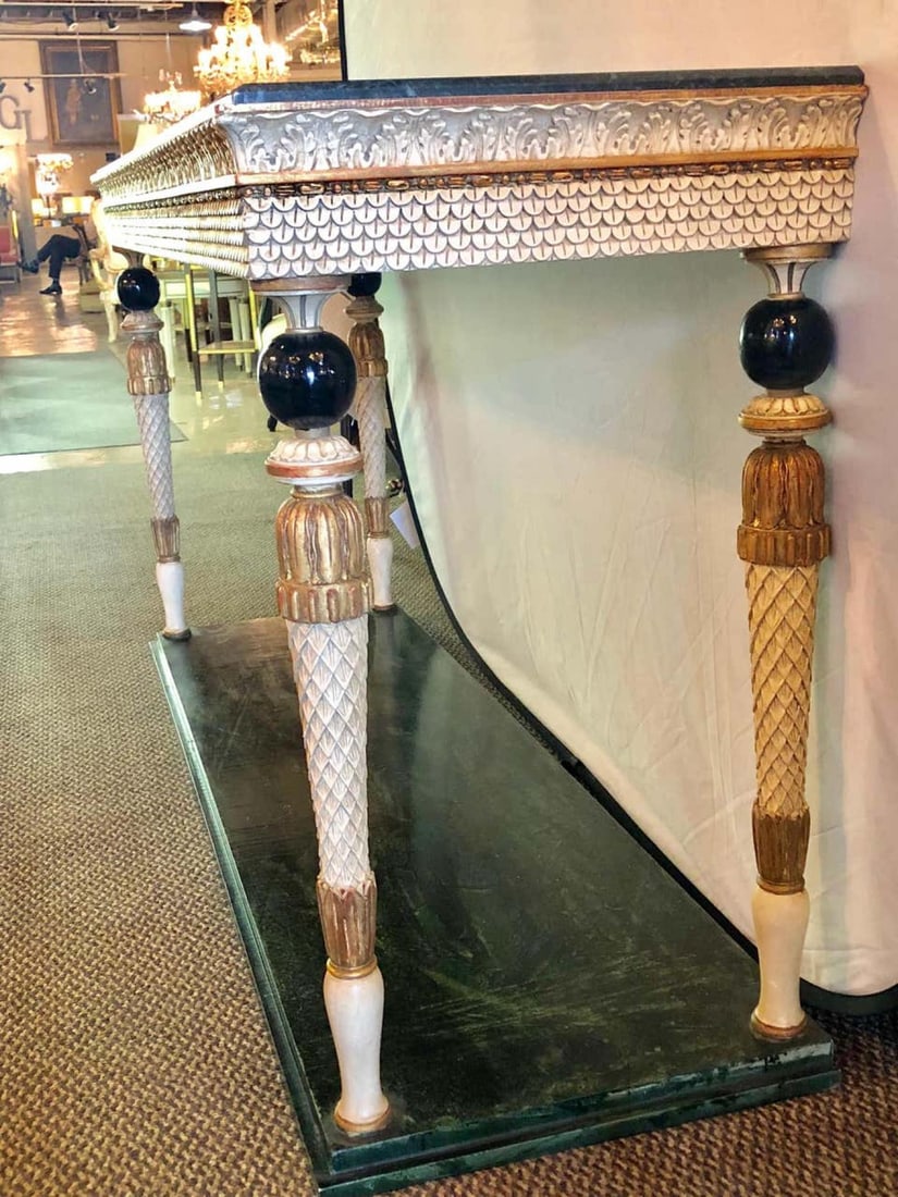 Pair of Neoclassical Style Marble-Top Consoles Attributed to Maison Jansen - 9