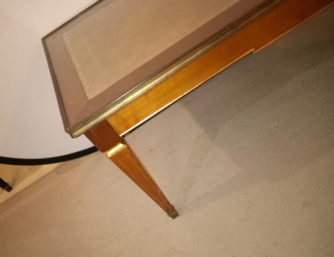 Louis XVI Style Maison Jansen Coffee Table, Gilt, Mahogany, Leather Top, - 3