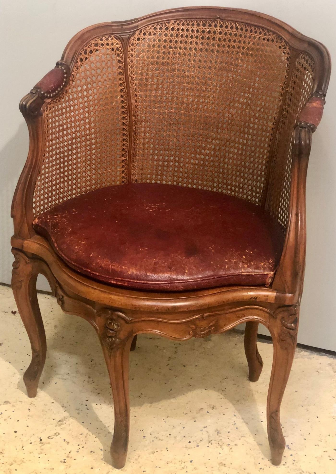 Two 18th Century French Caned Bergere de Bureau, a Compatible Pair - 11