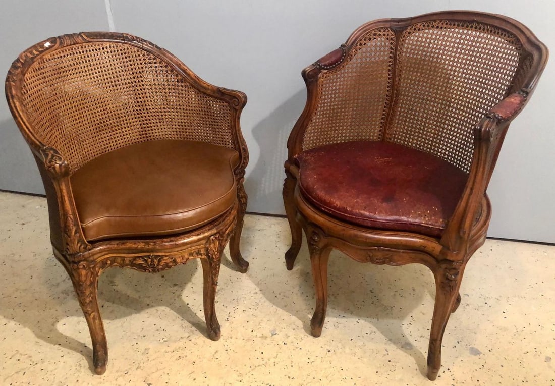 Two 18th Century French Caned Bergere de Bureau, a Compatible Pair - 6