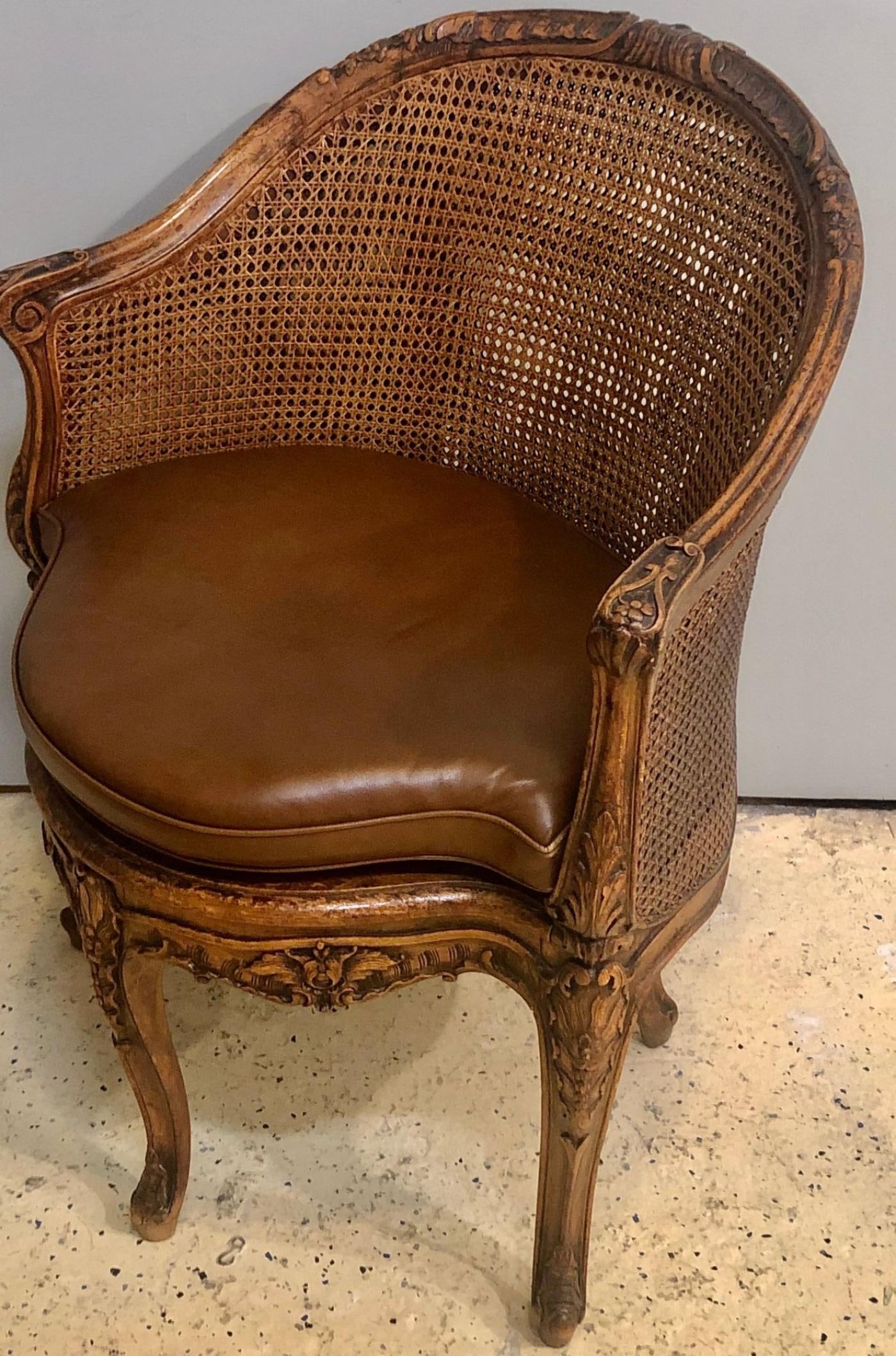 Two 18th Century French Caned Bergere de Bureau, a Compatible Pair - 9