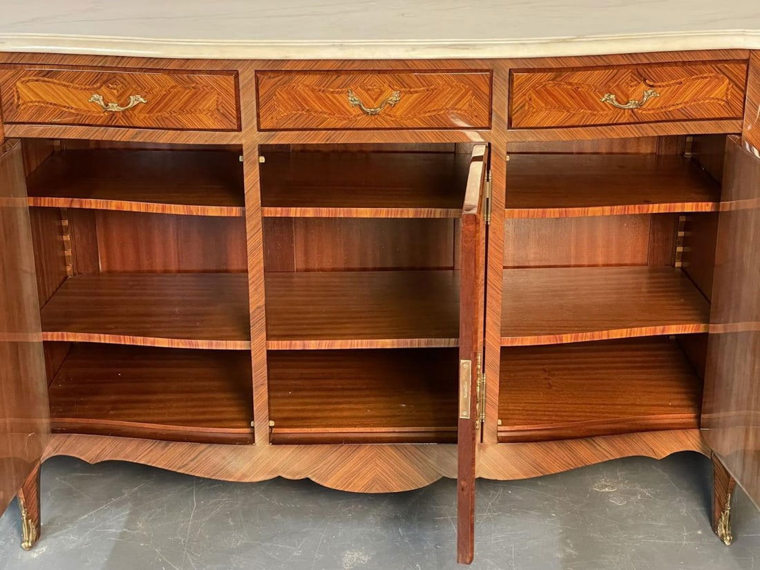 Louis XV Style Rosewood Inlaid Sideboard, Credenza, Cabinet, Bronze Mounted - 5