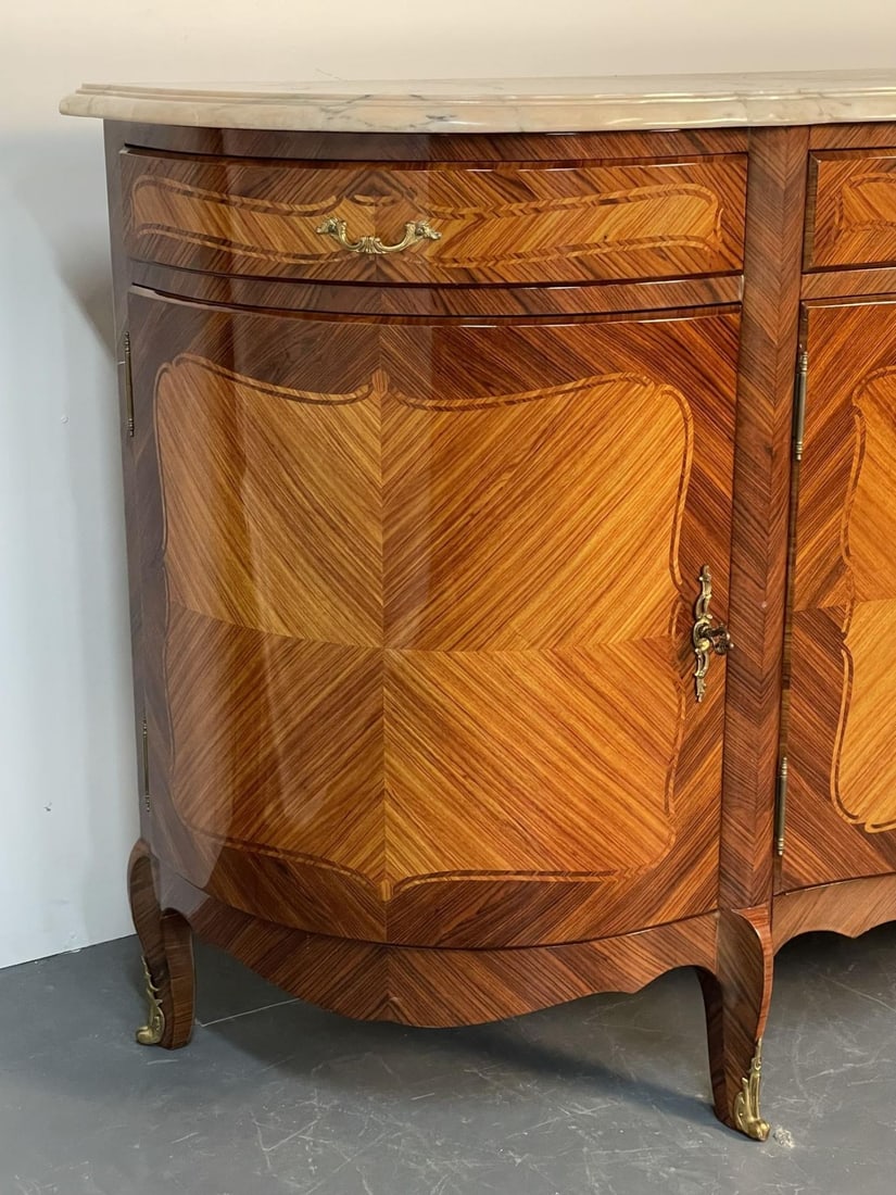 Louis XV Style Rosewood Inlaid Sideboard, Credenza, Cabinet, Bronze Mounted - 9
