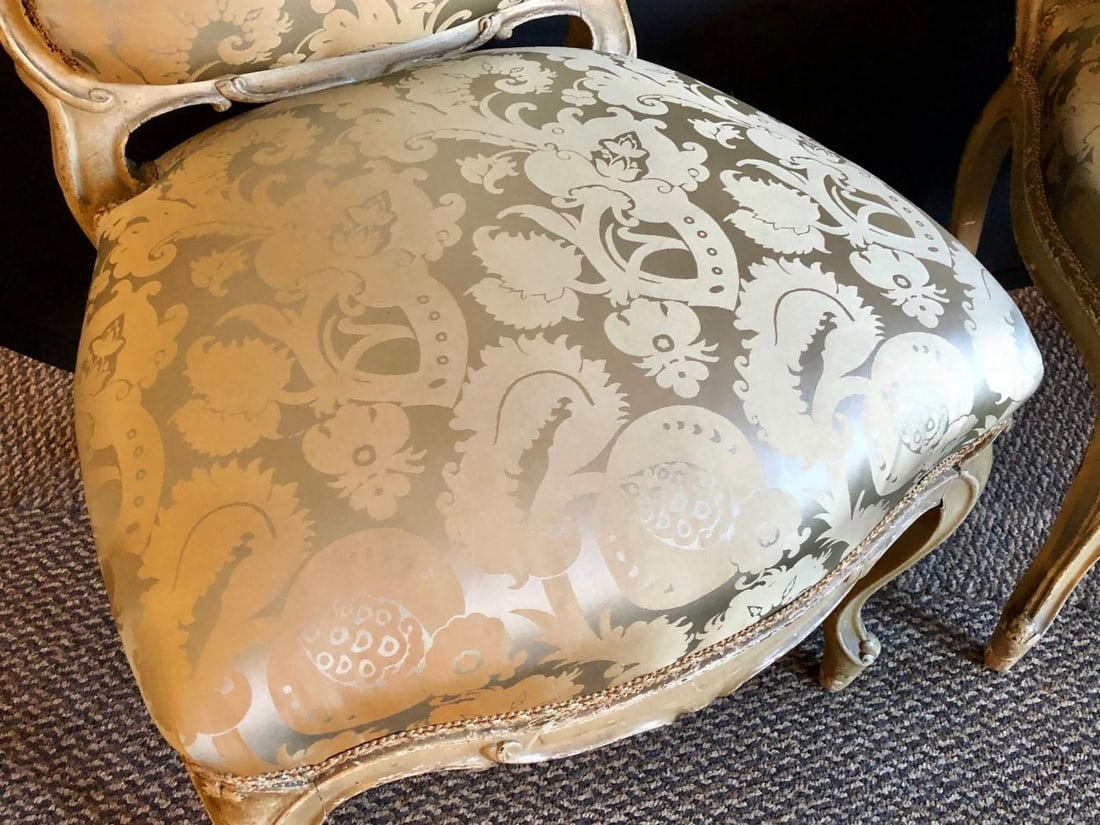 Pair of Maison Jansen Slipper Chairs in Scalamandre Upholstery in Fine Frames - 10