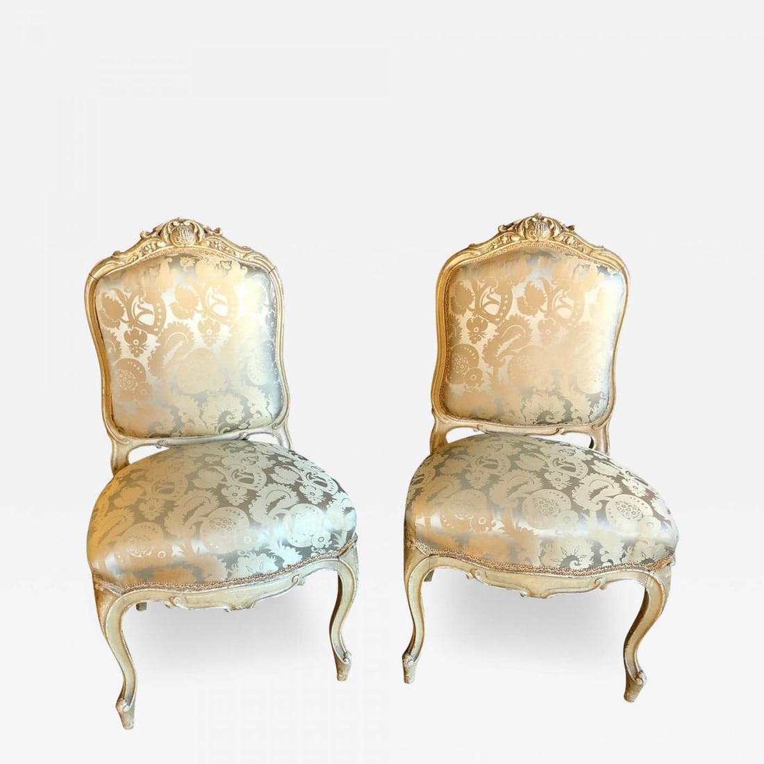 Pair of Maison Jansen Slipper Chairs in Scalamandre Upholstery in Fine Frames (1 of 11)