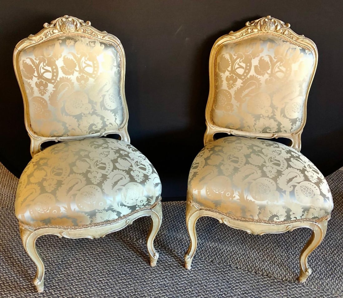 Pair of Maison Jansen Slipper Chairs in Scalamandre Upholstery in Fine Frames - 3