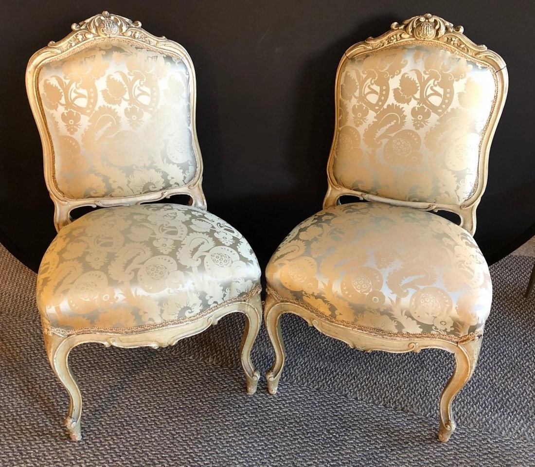 Pair of Maison Jansen Slipper Chairs in Scalamandre Upholstery in Fine Frames - 5
