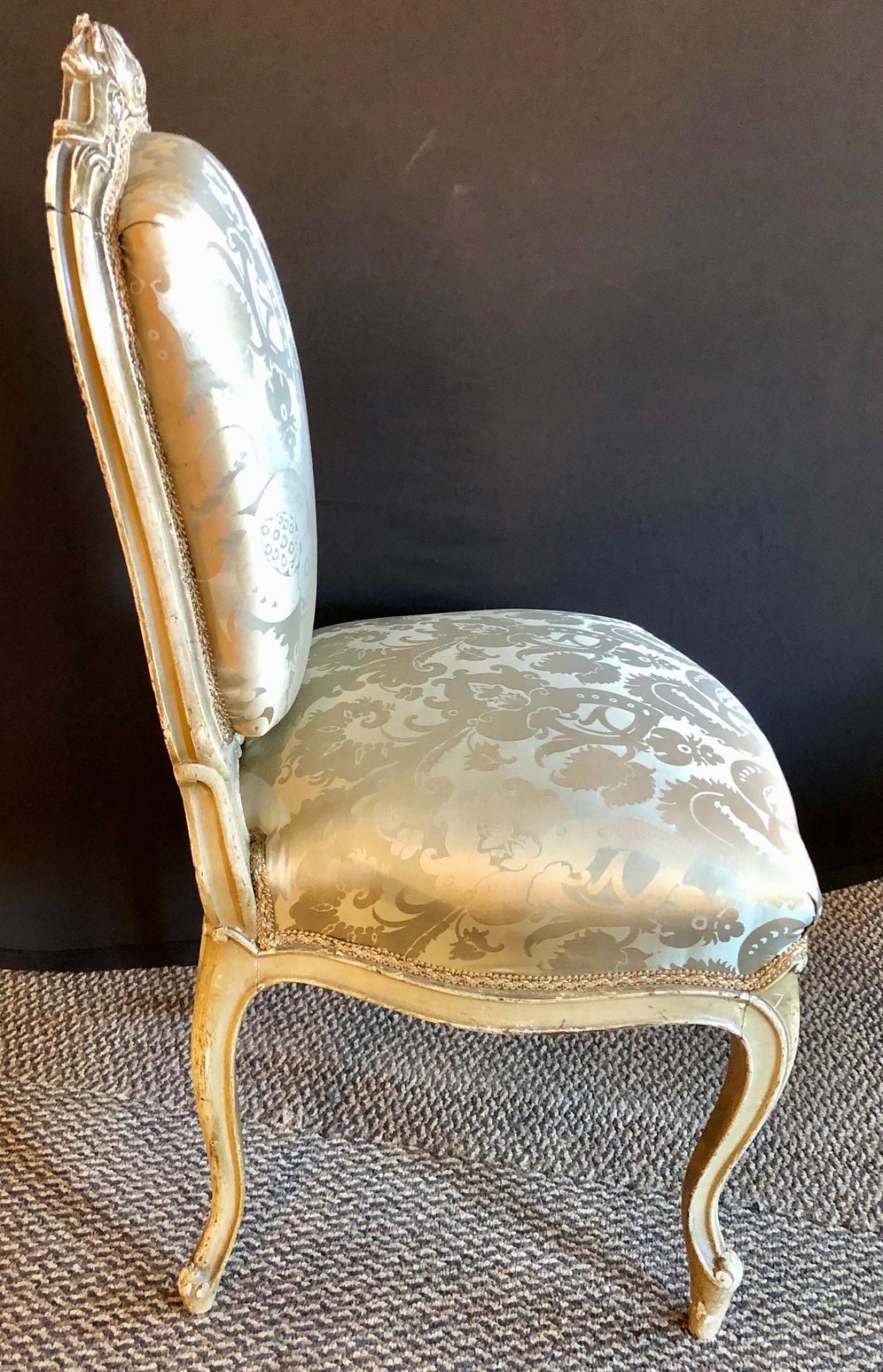 Pair of Maison Jansen Slipper Chairs in Scalamandre Upholstery in Fine Frames - 6