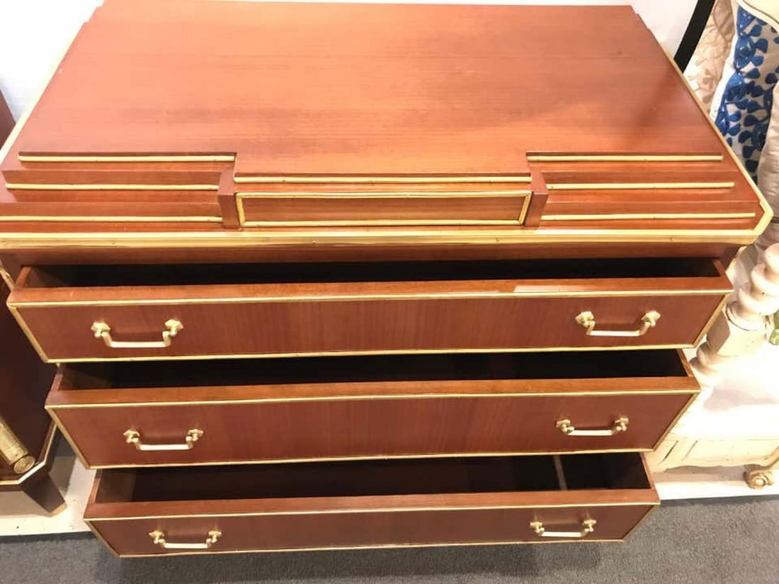 Mahogany Double Step Up Russian Neoclassical Style Commodes / Night Stands, Pair - 7