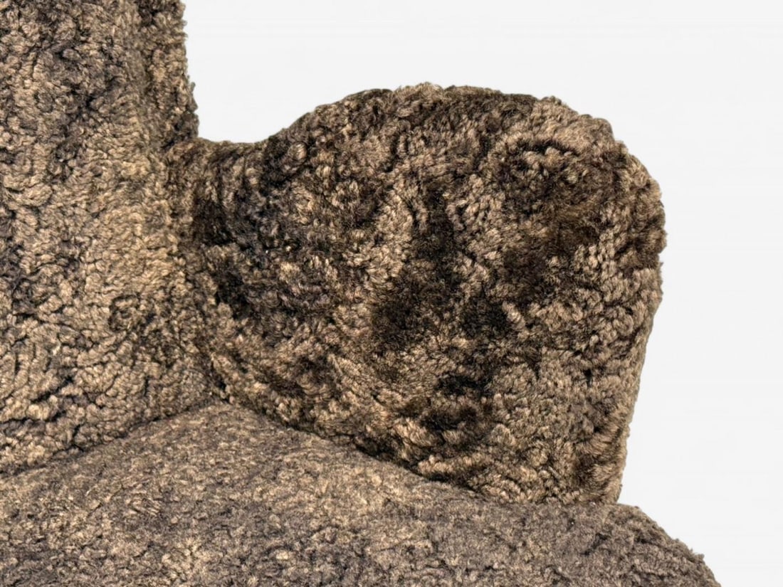 Italian Modern, Espresso Shearling, Walnut, Organic Lounge Chairs, Italy, 1950s - 7