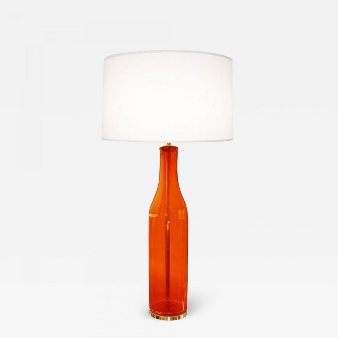 Single Mid-Century Large Orange Blown Glass Bottle Shape Table Lamp by Blenko - 2