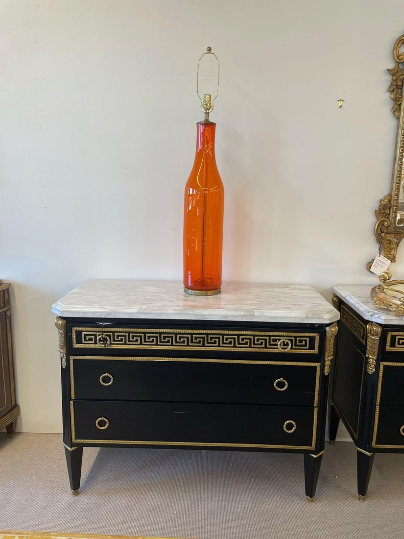 Single Mid-Century Large Orange Blown Glass Bottle Shape Table Lamp by Blenko - 7