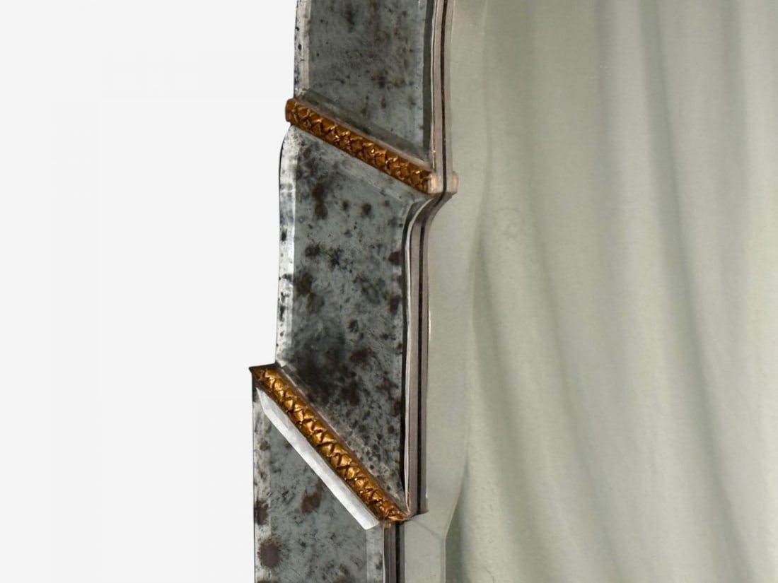 Art Deco Style, Silver Antiqued Beveled Glass, Venetian Wall Mirrors, 21st C. - 7