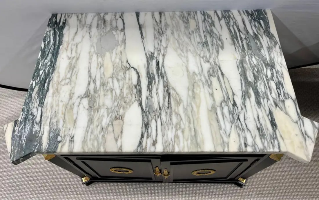 Pair Hollywood Regency Marble Top Nightstands or End Tables - 6